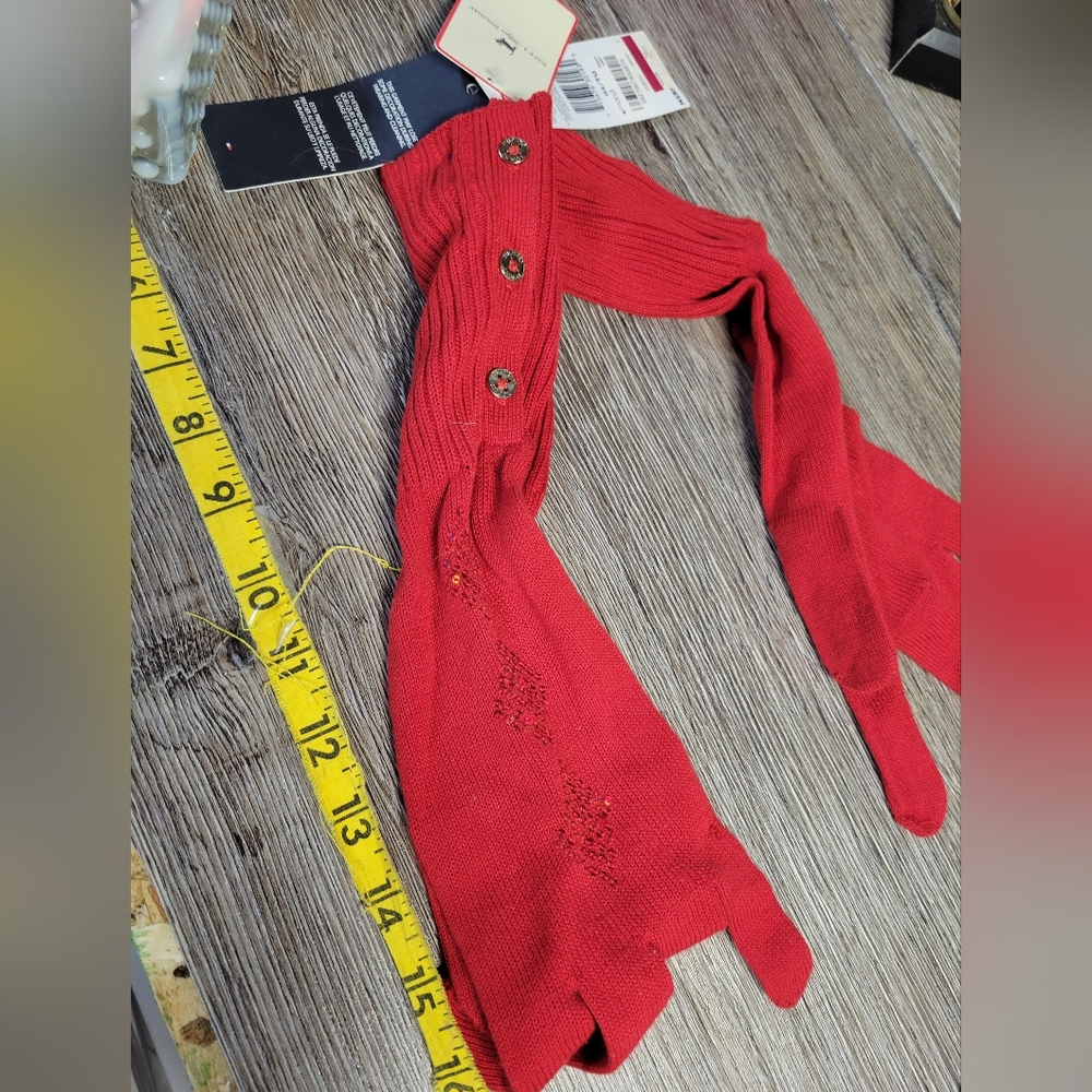 Tommy Hilfiger NWT Long‎ Red Winter Gloves